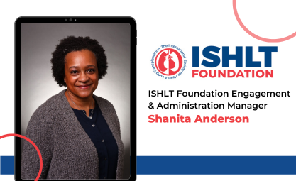 Graphic with ISHLT Foundation logo and Shanita Anderson headshot