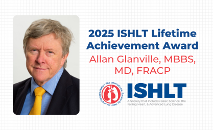 2025 Lifetime Achievement Award Recipient, Allan Glanville, MBBS, MD, FRACP