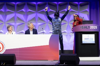 Photo from the ISHLT2025 President's Debate between Andreas Zuckermann and Shelley Hall