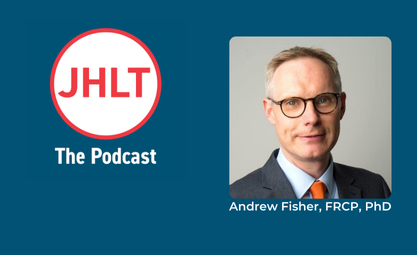 Headshot of Andrew Fisher with the JHLT Podcast logo